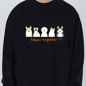 키밍 해피투게더 티셔츠 귀여운 동물 맨투맨 커플티