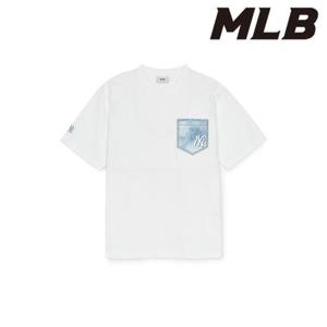 MLB (3ATSM0753-50WHS) 데님라이크 모노티브 포켓 오버핏 반팔 티셔츠