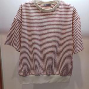 Latium HC06 국내생산 스프링 스트라이프 5부 맨투맨 반팔 라운드 면티셔츠 T2521ts02P