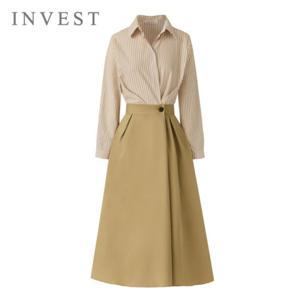 클래식 줄무늬 핀턱 원피스_INI5S1OP3360