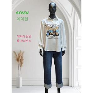 [에이렌] 롱 블라우스,프린트 블라우스,RO2BL206