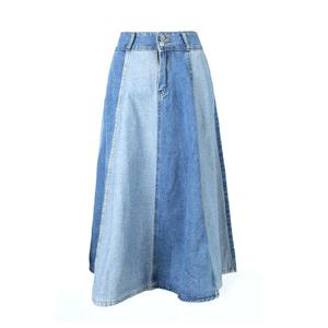 [레코브]배색 플레어 A라인 데님 스커트 LC31D4DS501X