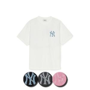 MLB 공용 데님라이크 모노그램 오버핏 기능성 반팔 티셔츠 (3ATSM0953)