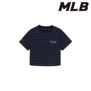 MLB (3FTSV0353-43NYS) 여성 바시티 스트라이프 크롭 반팔 티셔츠