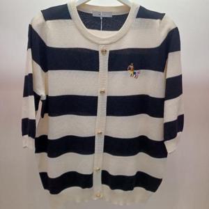 Destijl HC06 5부소매 코디 단가라 스트라이프 데일리 라운드 반팔 니트티 D2523sw21I