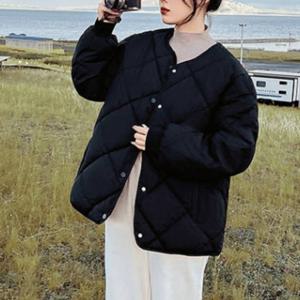 F006930_라운드넥 노카라패딩 점퍼 깔깔이 경량패딩