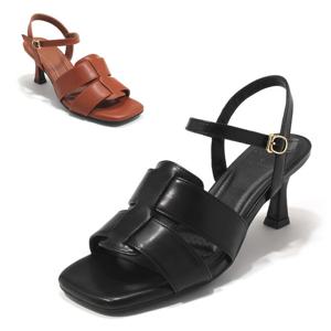 [세라] 여성 데일리 스트랩 슬링백 샌들 C24S014 블랙 카멜 6CM