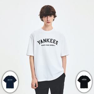 MLB 공용 바시티 빅로고 오버핏 반팔 티셔츠 (3ATSV0253)