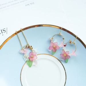 [에이치플러스몰](귀걸이+팔찌) (핸드메이드) 수피아 플라워 세트