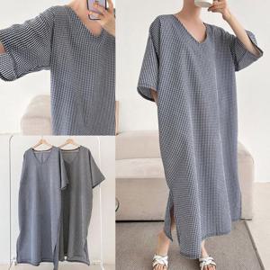 [시드마켓]글램체크밑트임롱원피스 504U370S 빅사이즈 여성