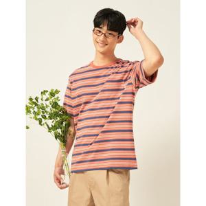 [빈폴멘] 멀티 스트라이프 라운드 반소매 티셔츠  핑크 (BC5542C39X)