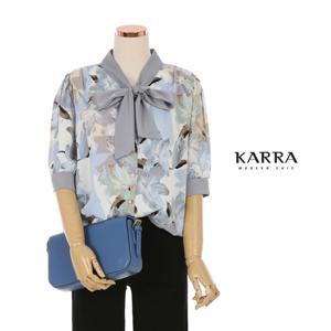 [카라]KARRA (77까지)플로럴나염리본넥블라우스_KB1MBL017C