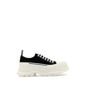 ALEXANDER MCQUEEN 블랙 캔버스 트레드 슬릭 스니커즈 697072W4AAQ 1070