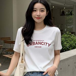 샵앤) 여름 여성 레터링 라운드넥 반팔 티셔츠 WON-WSH-WFIFUZ9