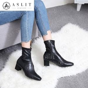 [애슬릿] 빅사이즈 여성 안감 기모 스판 앵클 부츠