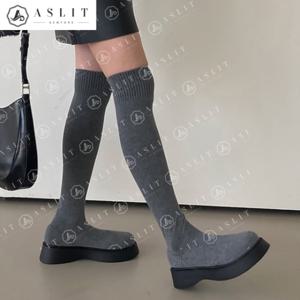 [애슬릿] 여성 슬림 스판 니하이 삭스 롱 부츠