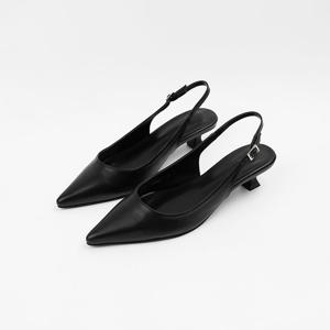 [신난다슈]여성 슬링백 힐 4cm 여자 스틸레토 슬링백 구두 펌프스 미들힐 FL251462 블랙