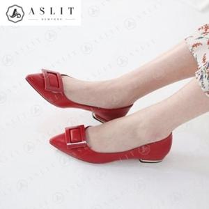 [애슬릿] 여성 스틸레토 사각 장식 플랫 슈즈 1.8cm