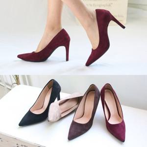 [애슬릿] 스웨이드 여성 펌프스 스틸레토 하이힐 9cm