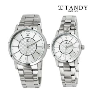 [TANDY] 탠디 시그니쳐 럭셔리 커플 메탈 손목시계(오스트리아 스톤 식입) T-3915 실버 남여세트
