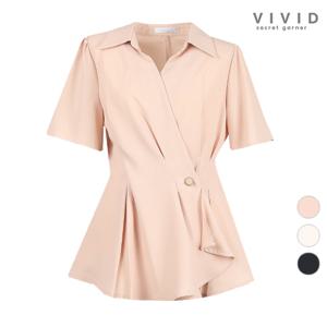 [비비드 시크릿가너]VIVID 여성 모던 날개장식 여름 랩 블라우스