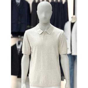 [바쏘옴므]베이지_펀칭 카라 반팔 니트 WSY2WT25A