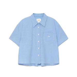 LEE 체크 반팔 셔츠 여성 B1 LE2502SS67 BL NA