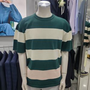 [파렌하이트]그린 단가라 반팔 라운드 니트FKU83141_DG