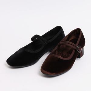 [원더슈즈]프린센스 벨벳 메리제인 로퍼 3CM P-S114-1