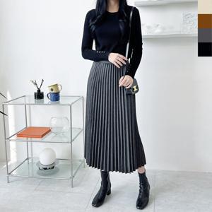 샵앤) 여성 하객룩 오피스룩 허리밴딩 플리츠 롱 스커트 WDM-WSK-KYISH8939