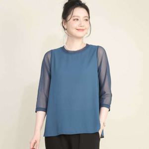 애비뉴투지 엄마옷 시스루 망사 이너 라운드 봄 여름 칠부 블라우스 B09526