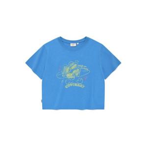 M 커버낫반팔티 CQK CO2402ST72-BL 우먼 두들 클로버하트 티셔츠 Blue