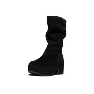 [핏플랍][삼성물산공식]여성 플랫폼 슬라우치 스웨이드힐 숏 부츠_올 블랙 (FT59K2B235)