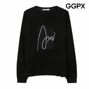 [GGPX] 레터링 자수 절개 맨투맨 티셔츠 (GP9TS001B)