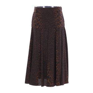 발렌시아가 레오파드 실크 크레프 드 신 미디 스커트 850671 TS