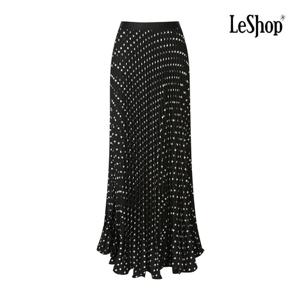 르샵  도트 패턴 플리츠 맥시 밴딩 스커트 (BP9SK001A)