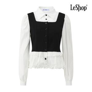르샵  니트 레이어드형 캉캉 프릴 블라우스 (BP9BL016A)