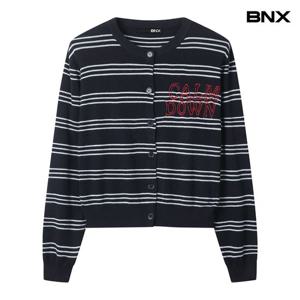 [비엔엑스]레터링 자수 버튼업 스트라이프 긴팔 가디건 (BX3CD018L0)