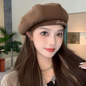 여성 영문 비행기 레터링 베레모 끈 화가모자 빵모자