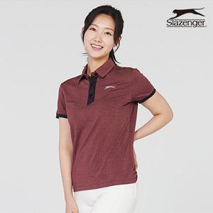 [슬레진저]여성 헤링본 카라 반팔티셔츠 (와인) S22WK7340-WI