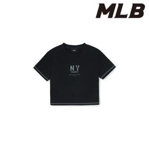 MLB (3FTSB0453-50BKS) 여성 베이직 쿠퍼스 로고 슬림 크롭 기능성 반팔 티셔츠