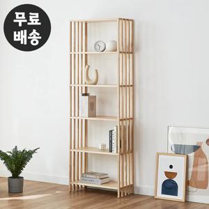 헨느 고무나무 원목 책장 5단 선반 책꽂이 600 내츄럴