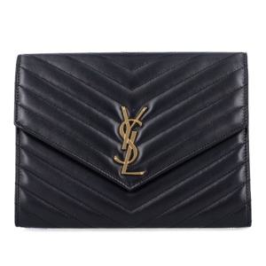 생로랑 YSL 로고 퀼티드 엔벨로프 플랩 파우치 759533AAA44 100