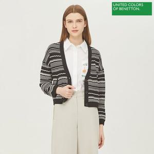 [베네통] 멀티 스트라이프 니트 가디건 BAKC51331_BK