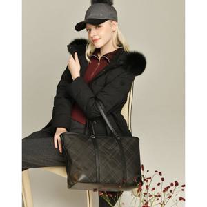 닥스 골프 여성 24FW ONLINE EXCLUSIVE 블랙 하우스 체크 경량 쇼퍼백 DNGF4F969BK