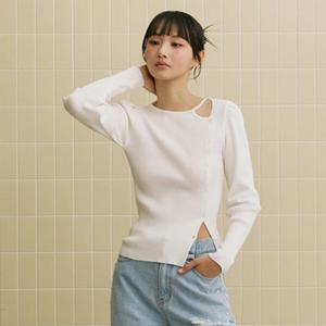 [에고이스트] ER2OKL04 [BLUE LABEL] 언발 트임 버튼 포인트 니트