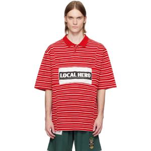 25 FW 마틴로즈 남성 레드 오버사이즈 패널 폴로 셔츠 251892M212002