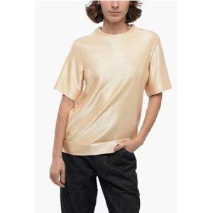 질샌더 베이지 크루넥 새틴 반팔 티셔츠 1760165