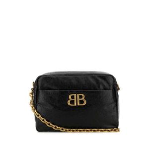 BALENCIAGA 블랙 가죽 스몰 모나코 크로스바디 백 8064582AAR8 1000