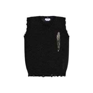 Alexander McQueen V넥 디스트레스드 장식 니트 탑 829296Q1BDW 1347 TP934956790